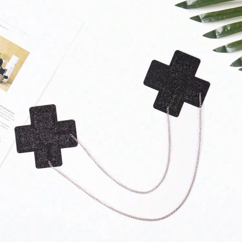 Linked chain detail glitter sticker nipple breast covers